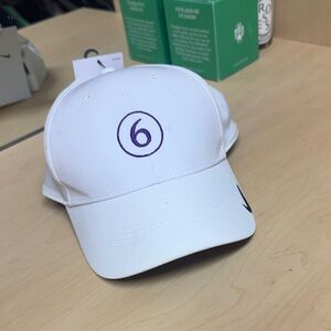 BNWT Six Fisher Island White Baseball Cap with Purple 6 Logo IYKYK